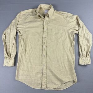 Vintage Brooks Brothers Makers Shirt Men 15 Yellow Plaid Long Sleeve Button Down